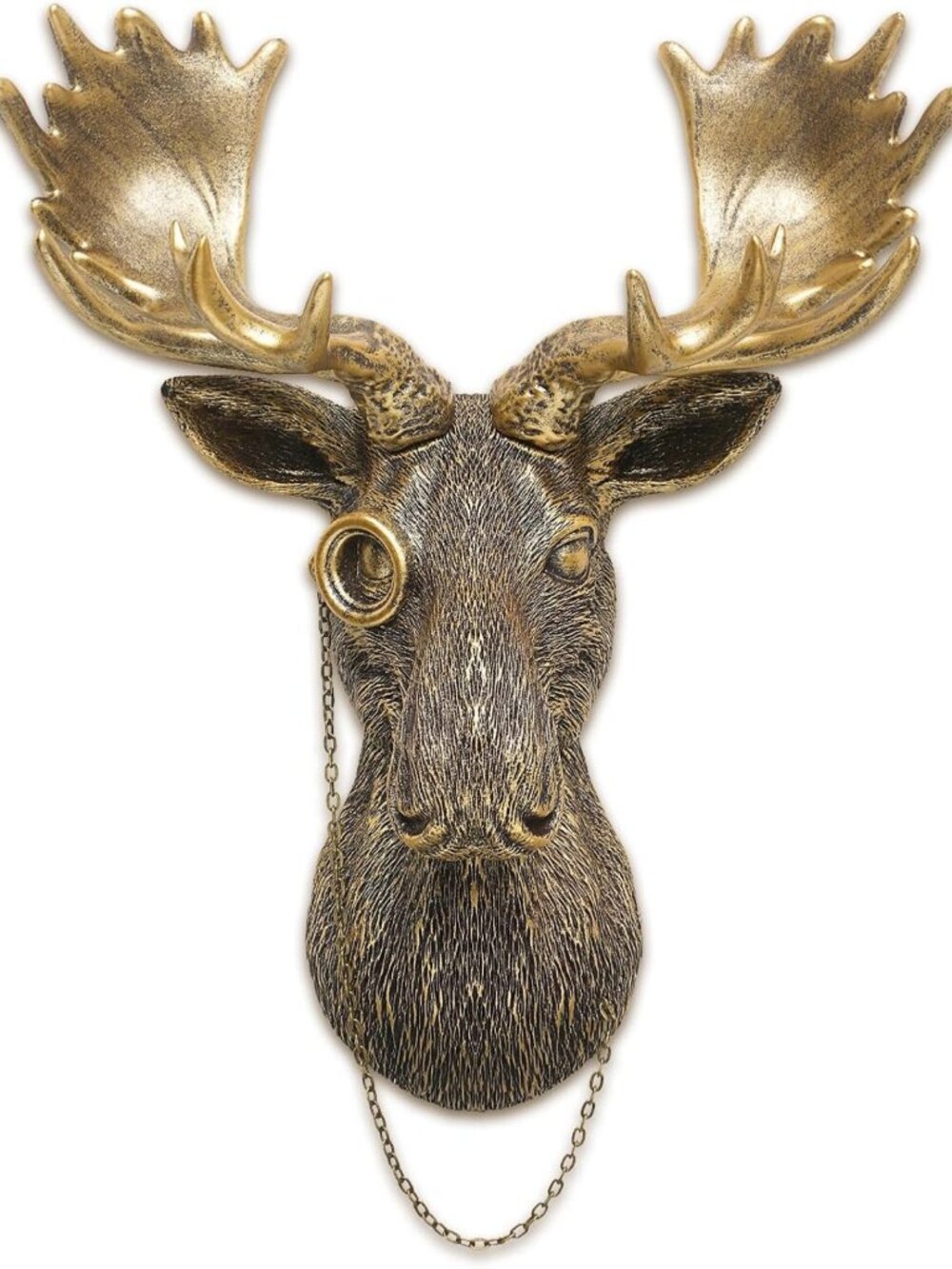 Vintage Gold Animal Head Wall Decor - Resin Moose Sculpture for Living Room